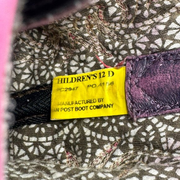 Dan Post Girls Western Boots Square Toe Purple/Brown Leather Size 12D - Picture 7 of 9